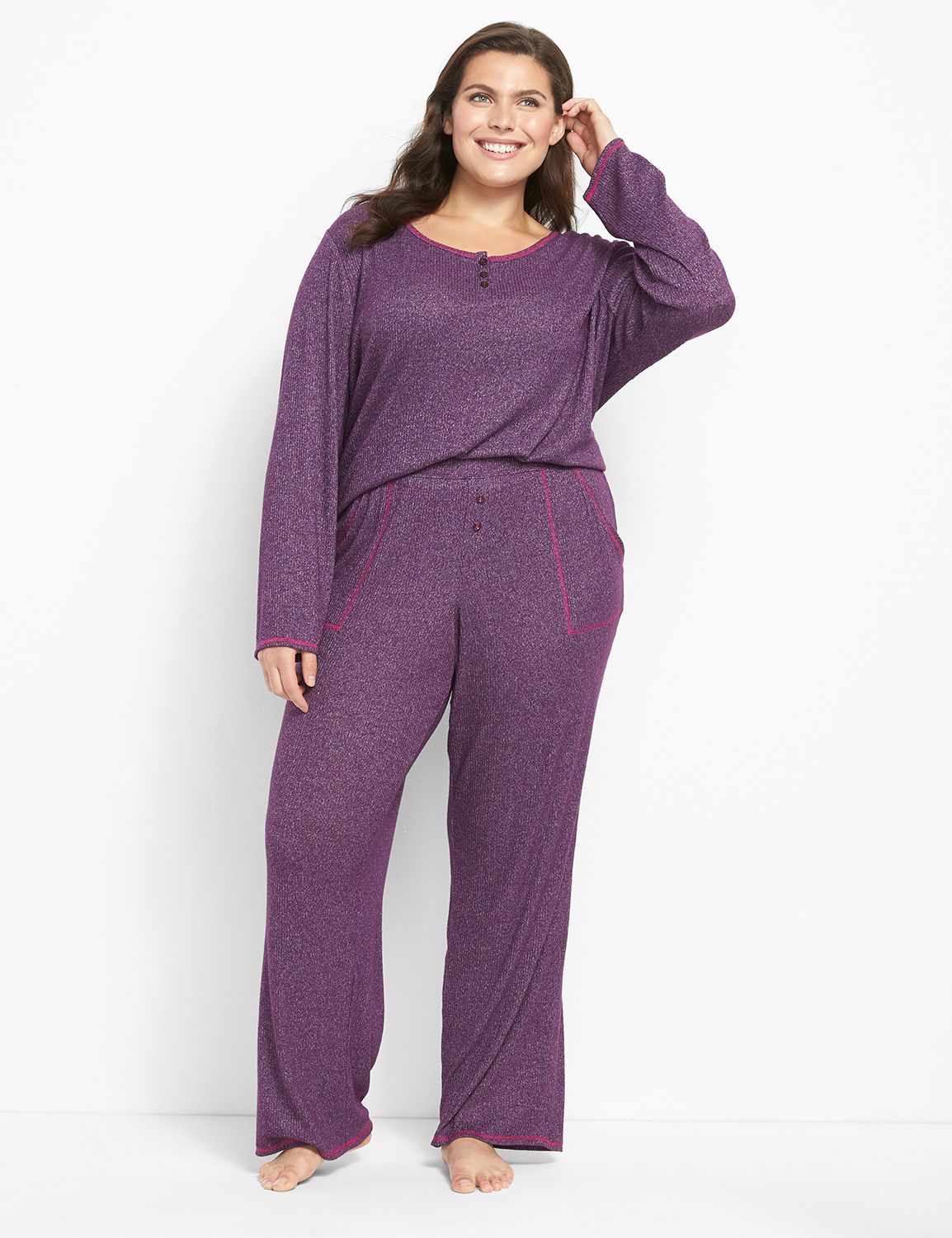 Brushed Rib Block Pant 1122697 S:PANTONE Purple Pennant:18/20L Product Image 3