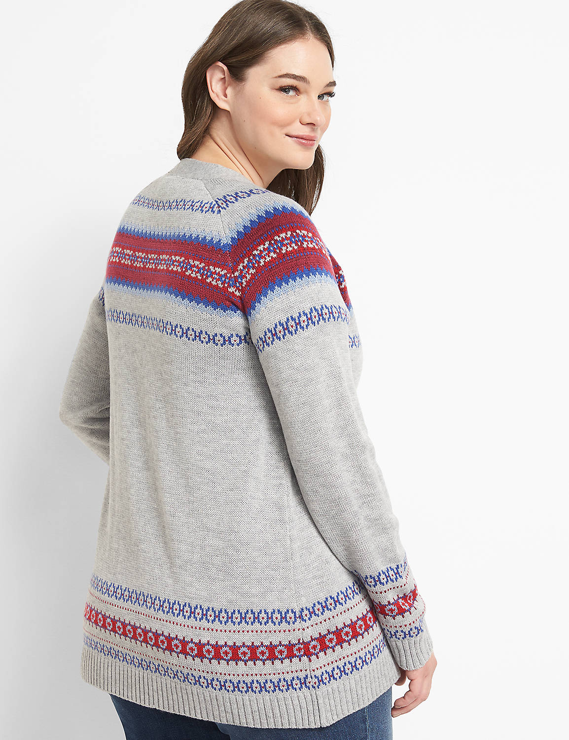 Long Sleeve Open Front Placed Fairisle Overpiece 1124478:BC04 Heather grey:10/12 Product Image 2