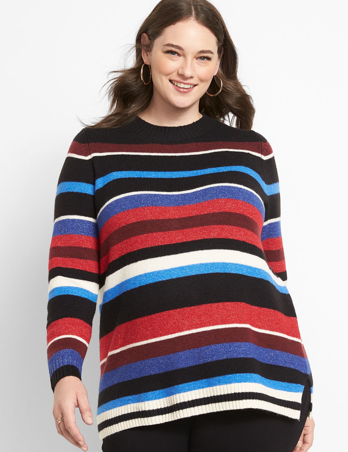 Crew Neck Striped Soft Sweater main image 1