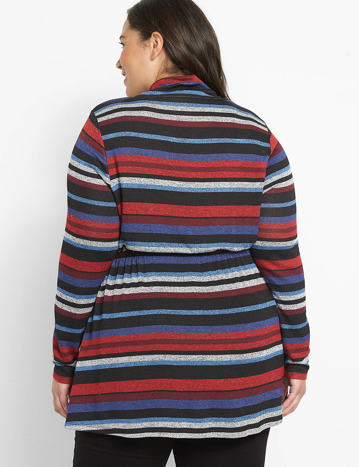 Long Sleeve Funnel Neck Drawcord Tunic In Printed Hacci 1123739:LBH21099_KaylieStripe_V2_CW5:14/16 Product Image 2
