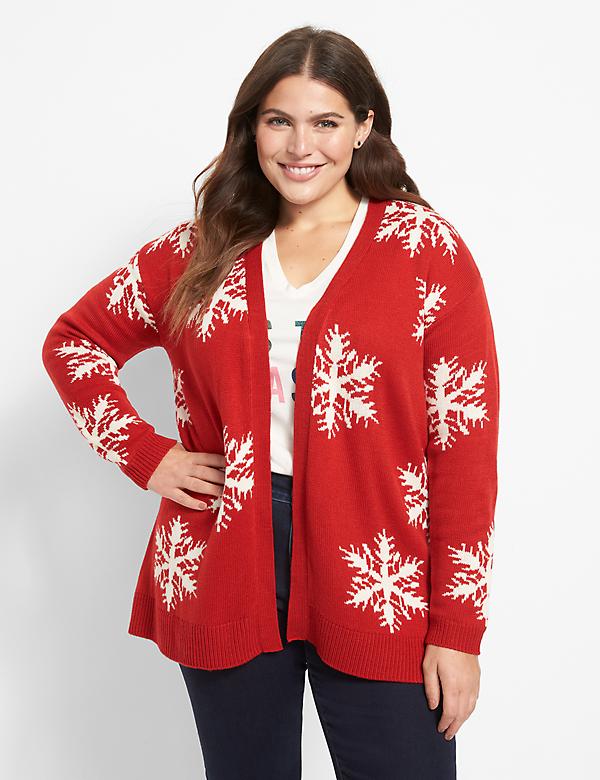 Open-Front Snowflake Cardigan