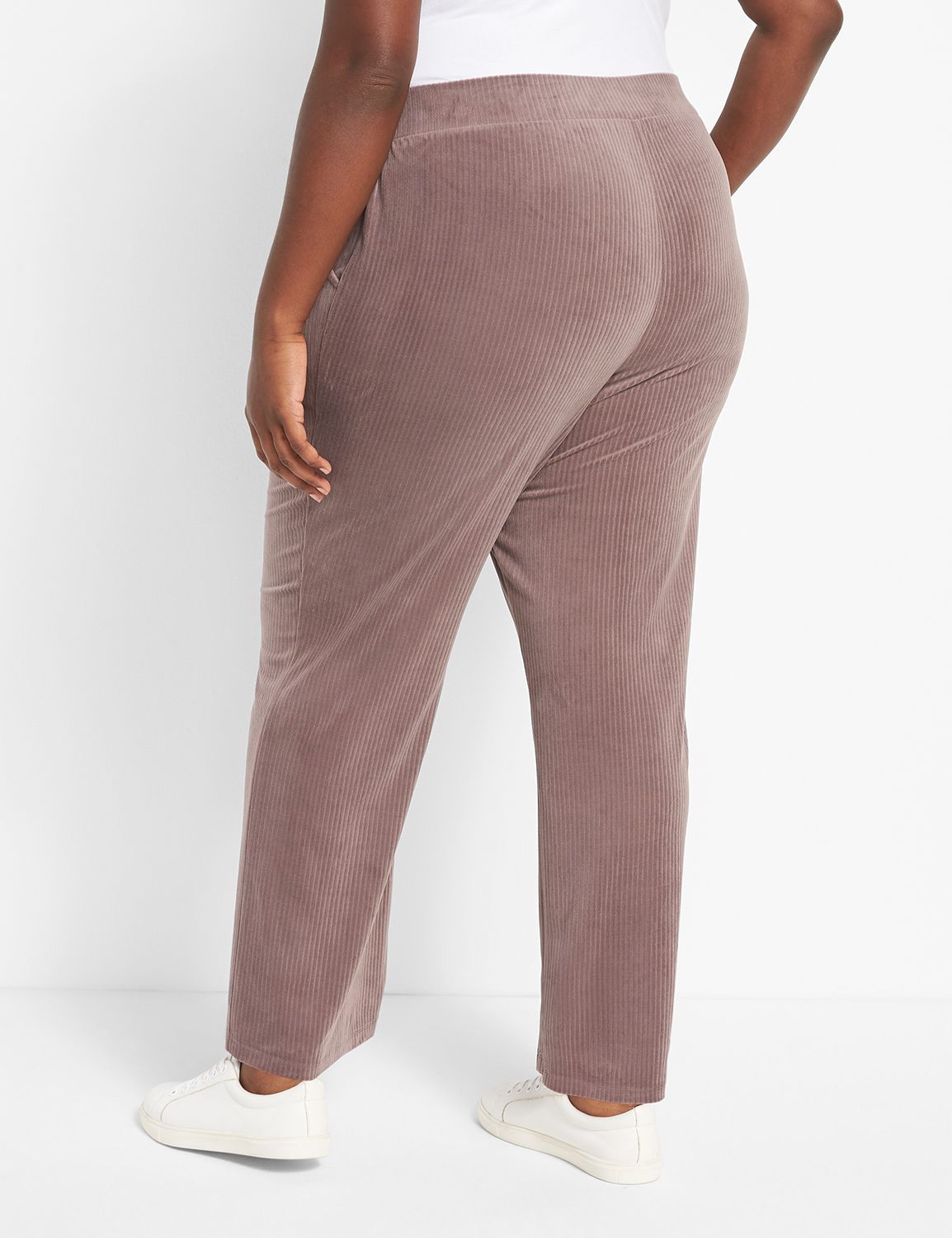 LIVI Mid Rise Velour Rib Full Length Staight Leg F 1123937:PANTONE Sparrow 18-1404 TCX:14/16 Product Image 2