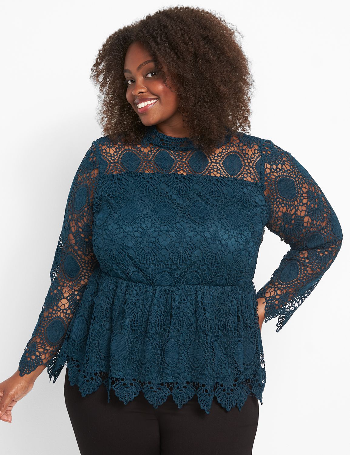 Plus size 2025 lace peplum top