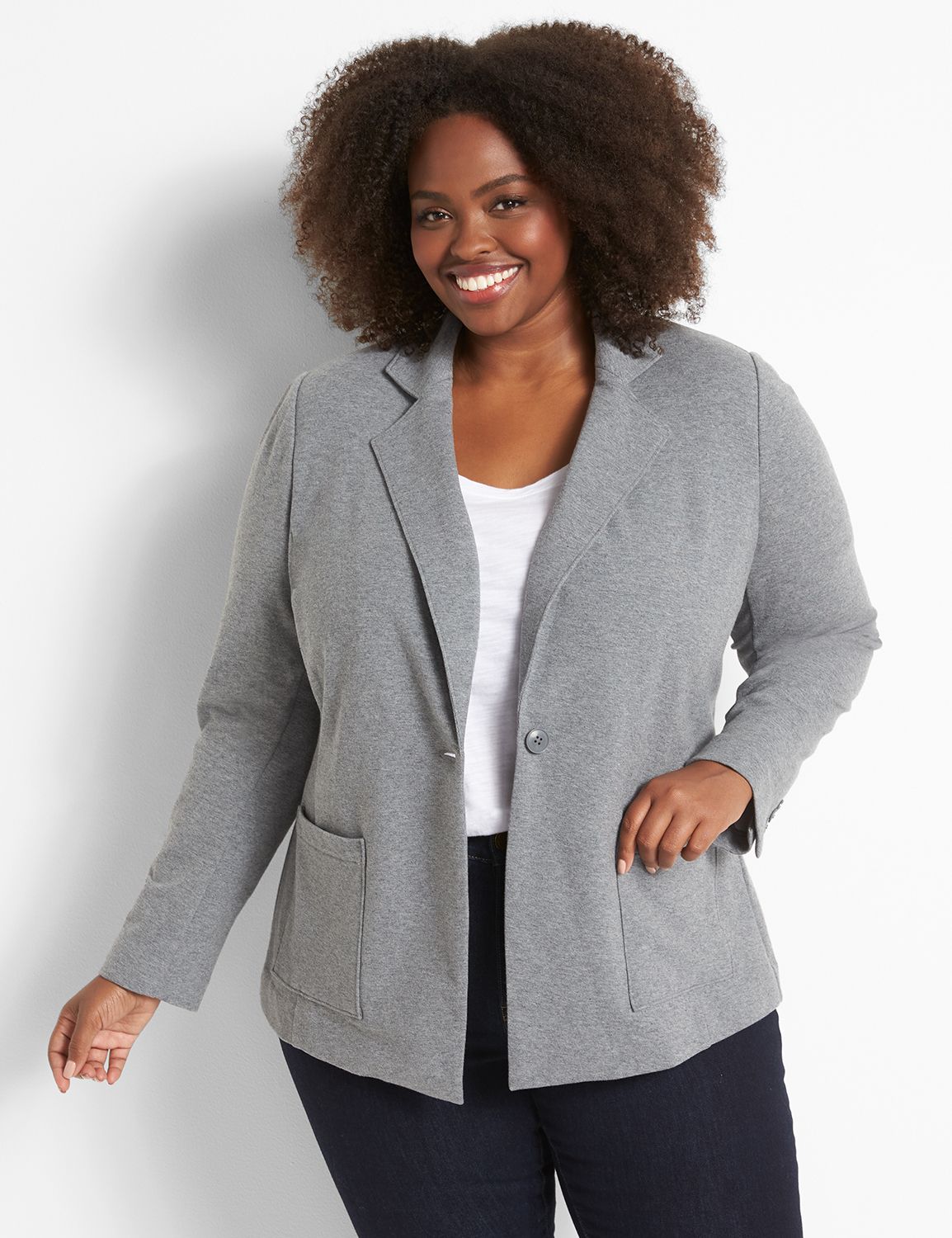 Knit Blazer-Grey French Terry 1121640:Grey Heather:12 Product Image 1