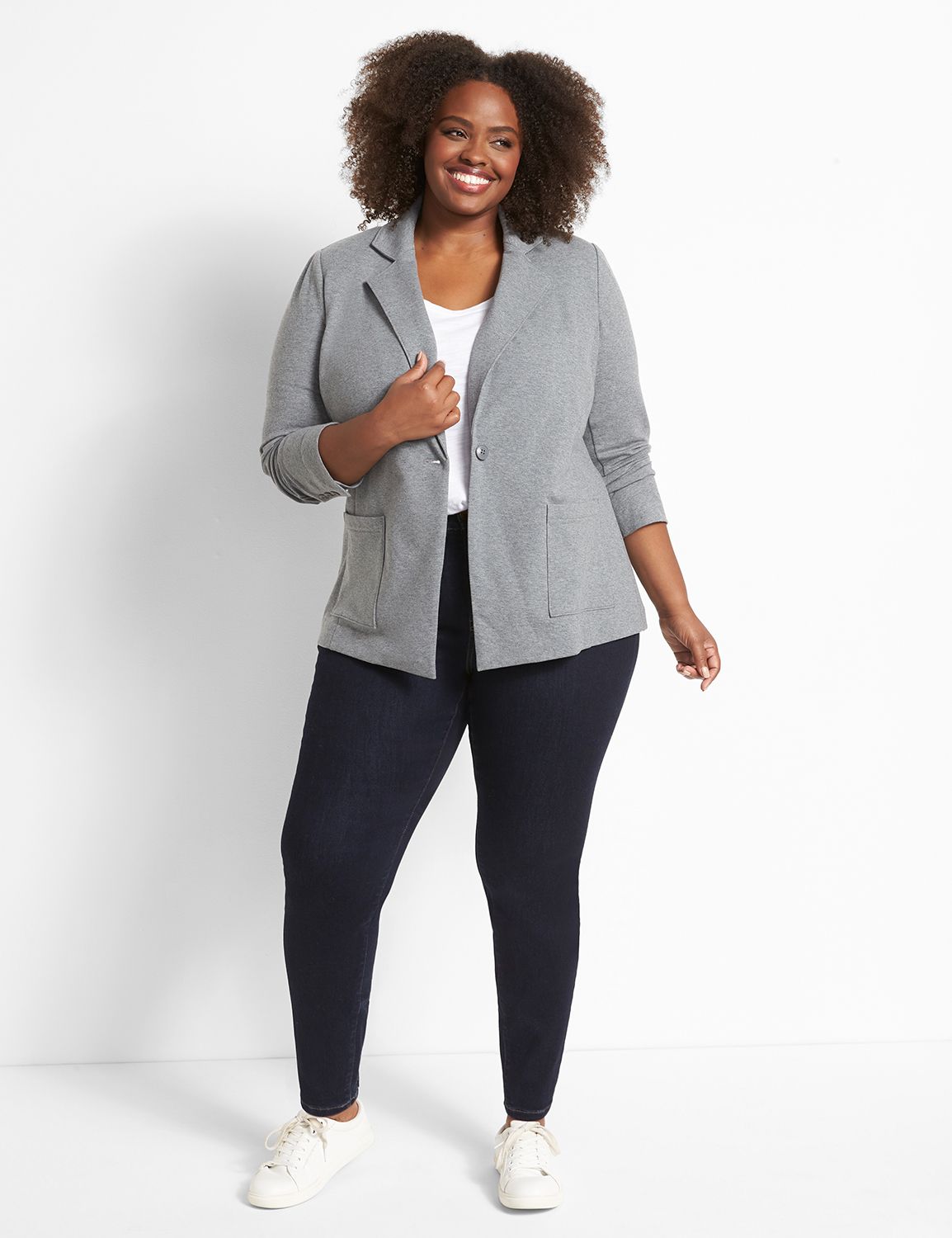 Knit Blazer-Grey French Terry 1121640:Grey Heather:12 Product Image 3