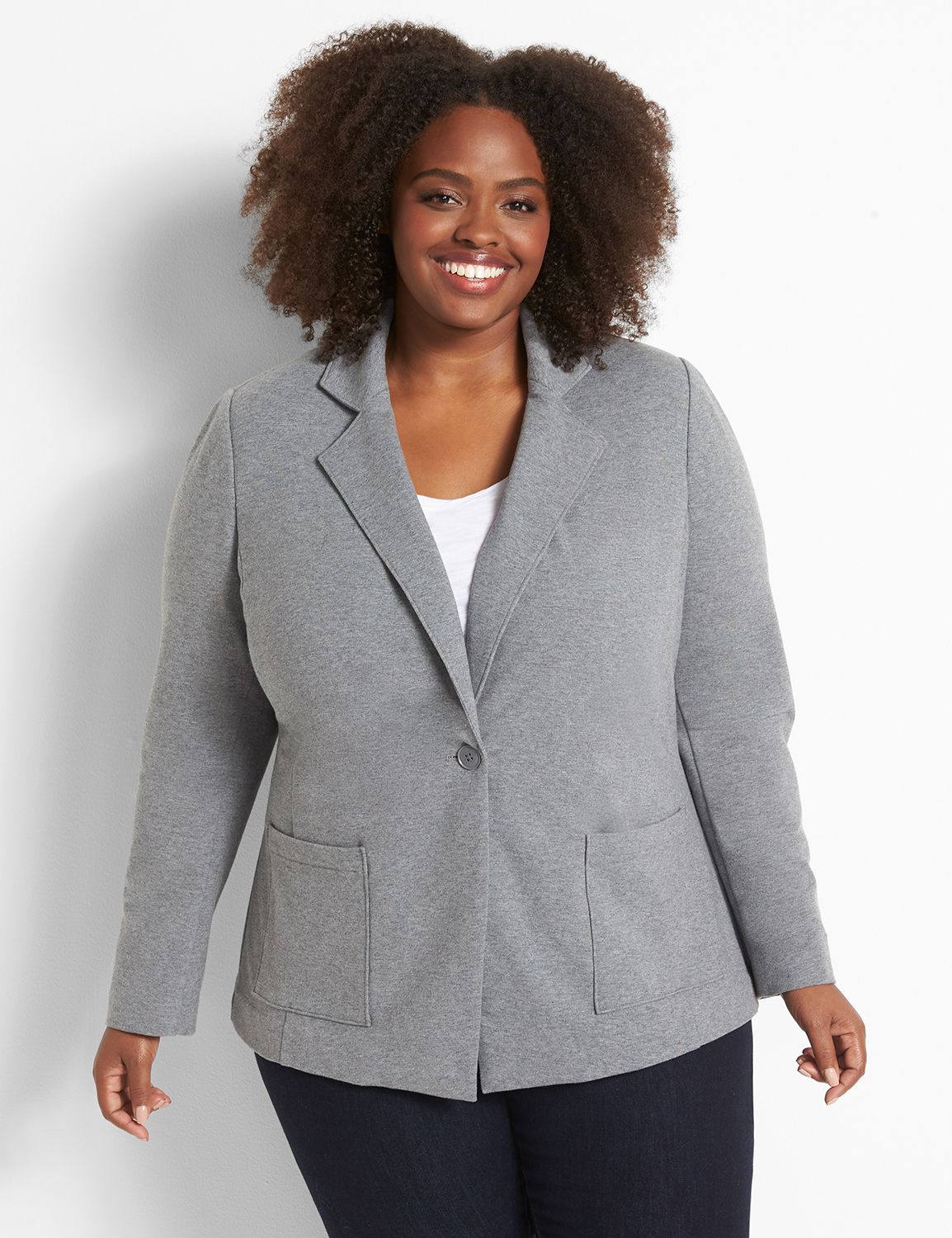 Knit Blazer-Grey French Terry 1121640:Grey Heather:12 Product Image 4