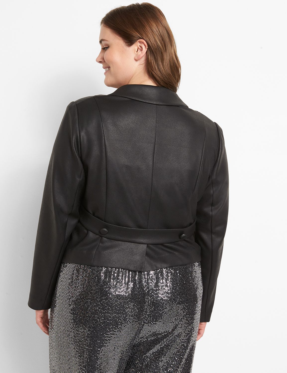 Cropped Coated Scuba Blazer 1123634:Ascena Black:18 Product Image 2