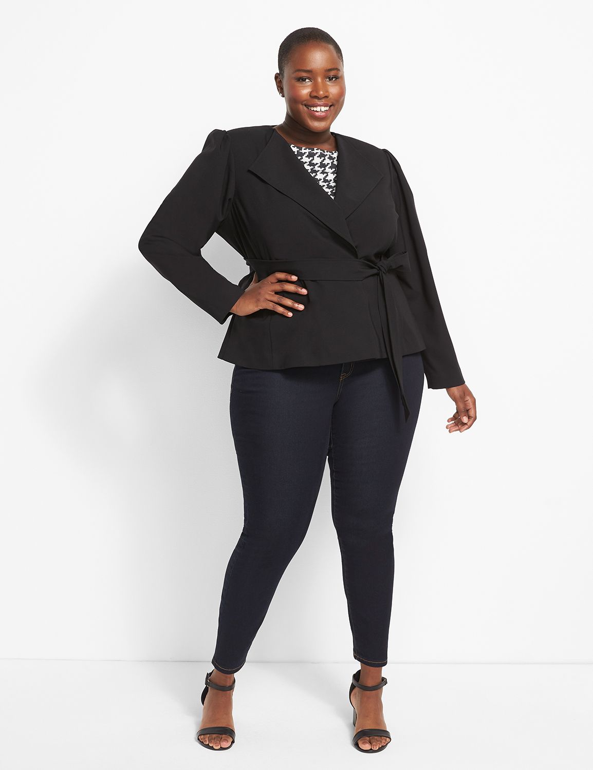 Perfect Drape Belted PuffSleeve Blazer LaneBryant