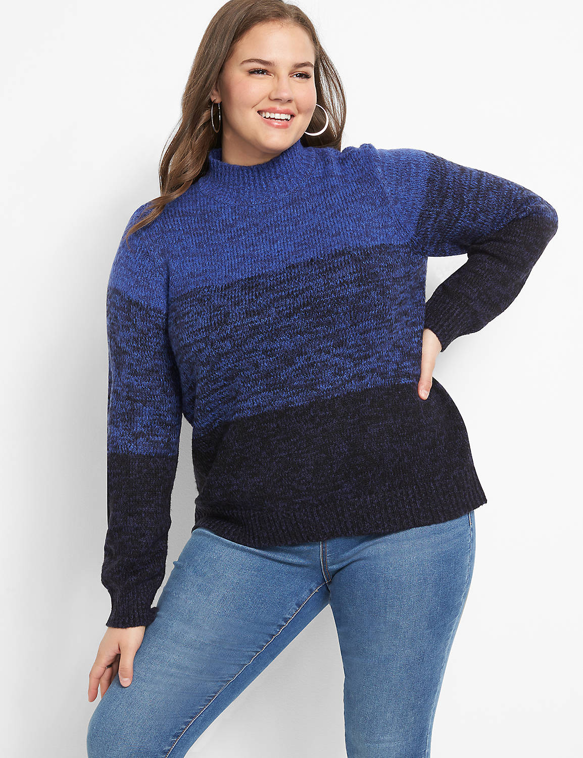 Mock-Neck Ombre Sweater Product Image 1