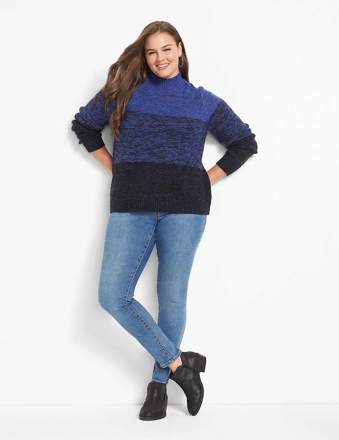 Mock-Neck Ombre Sweater Product Image 3
