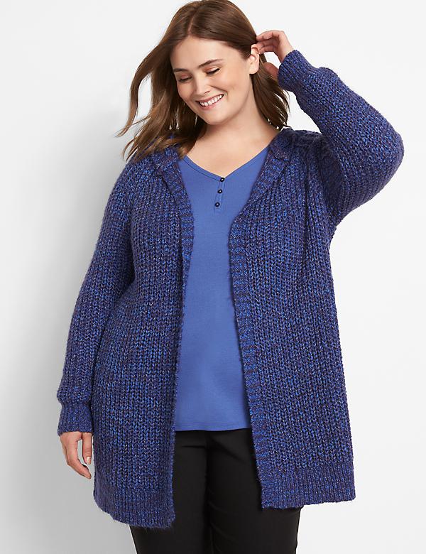 Open-Front Hooded Cardigan