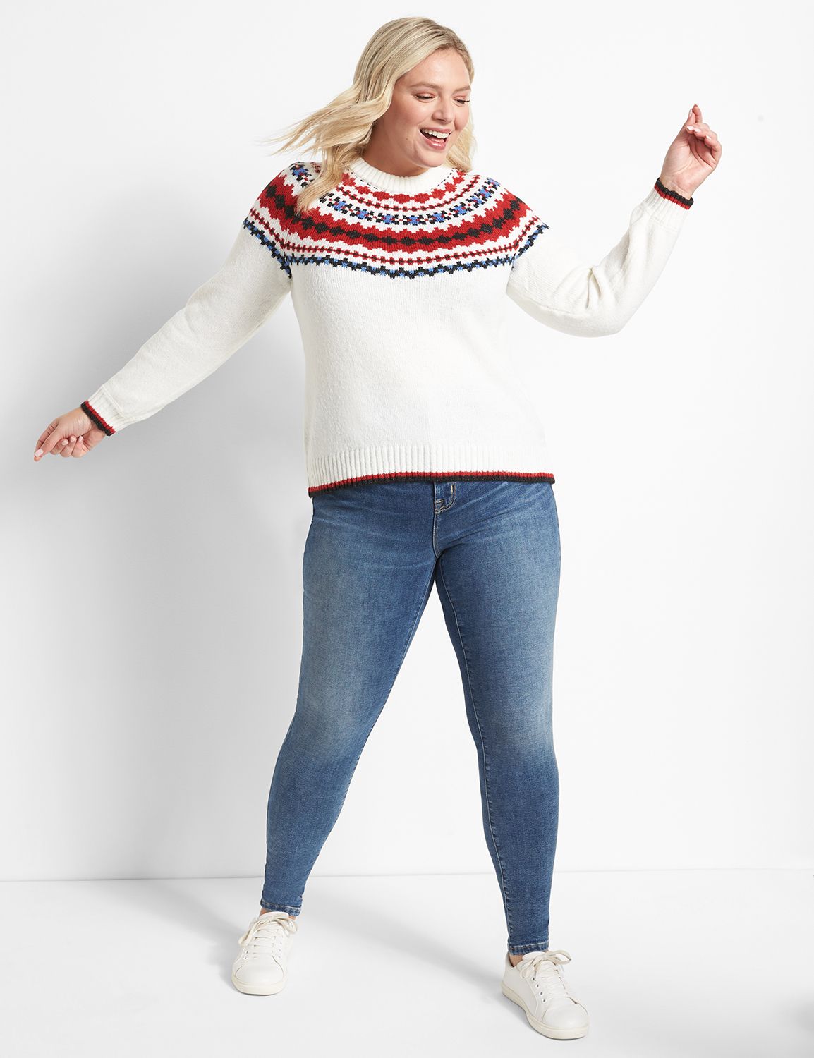 Fair Isle Crew Neck Sweater for Women