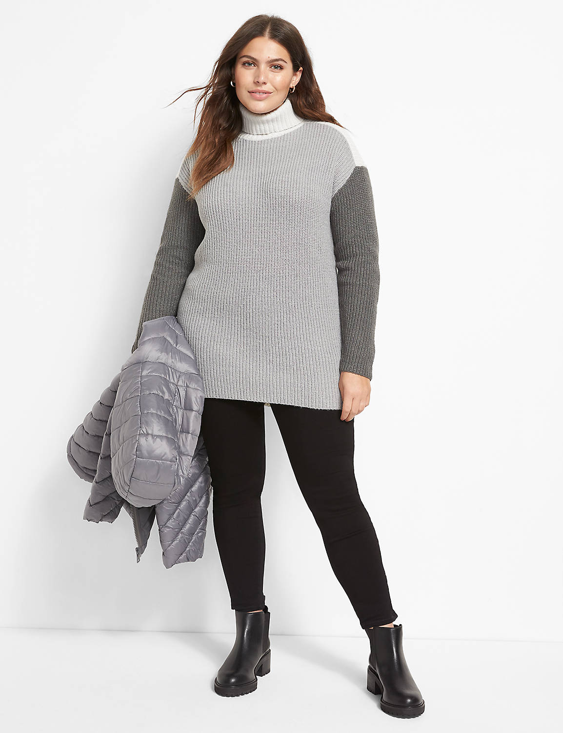 Long Sleeve Turtleneck Colorblock Pullover 1124657:BC04 Heather grey:10/12 Product Image 3