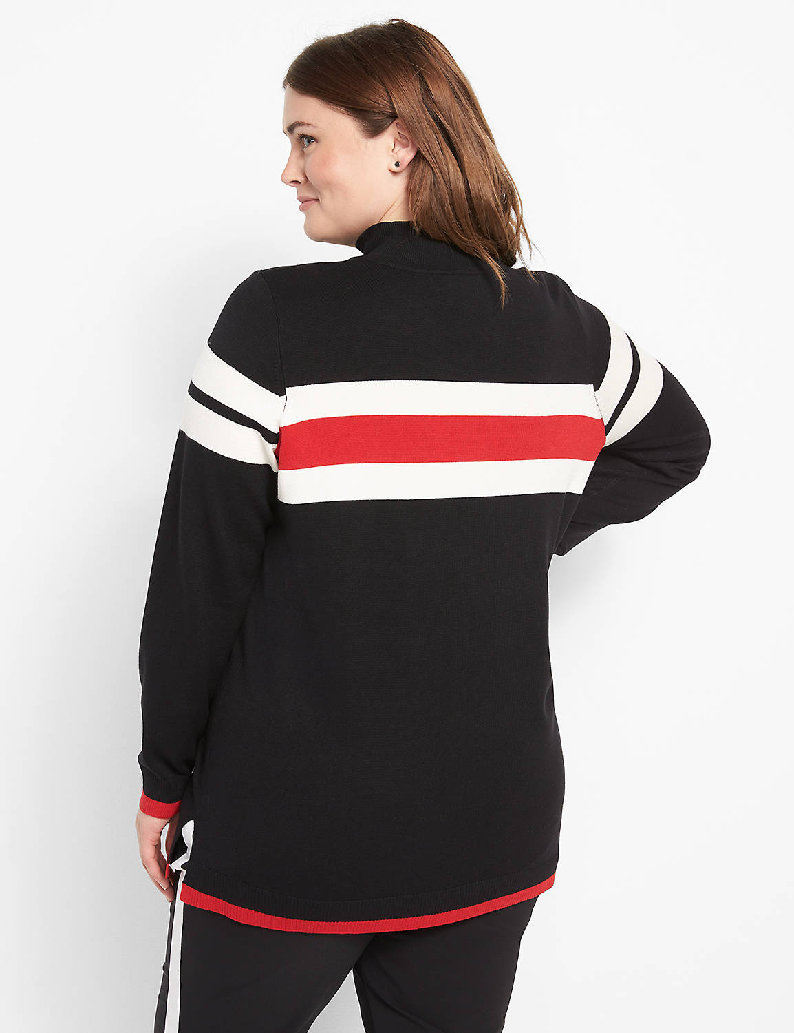Mock-Neck Striped Sweater Tunic Product Image 2