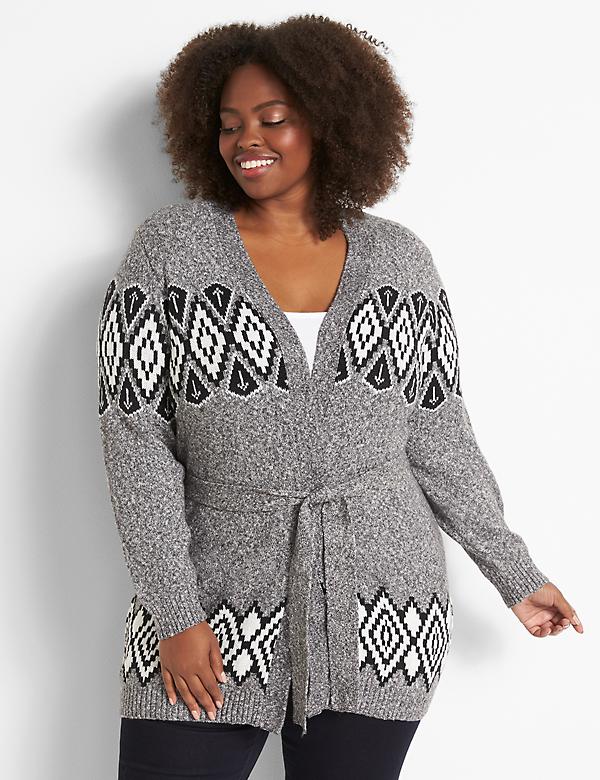 Open-Front Belted Cardigan