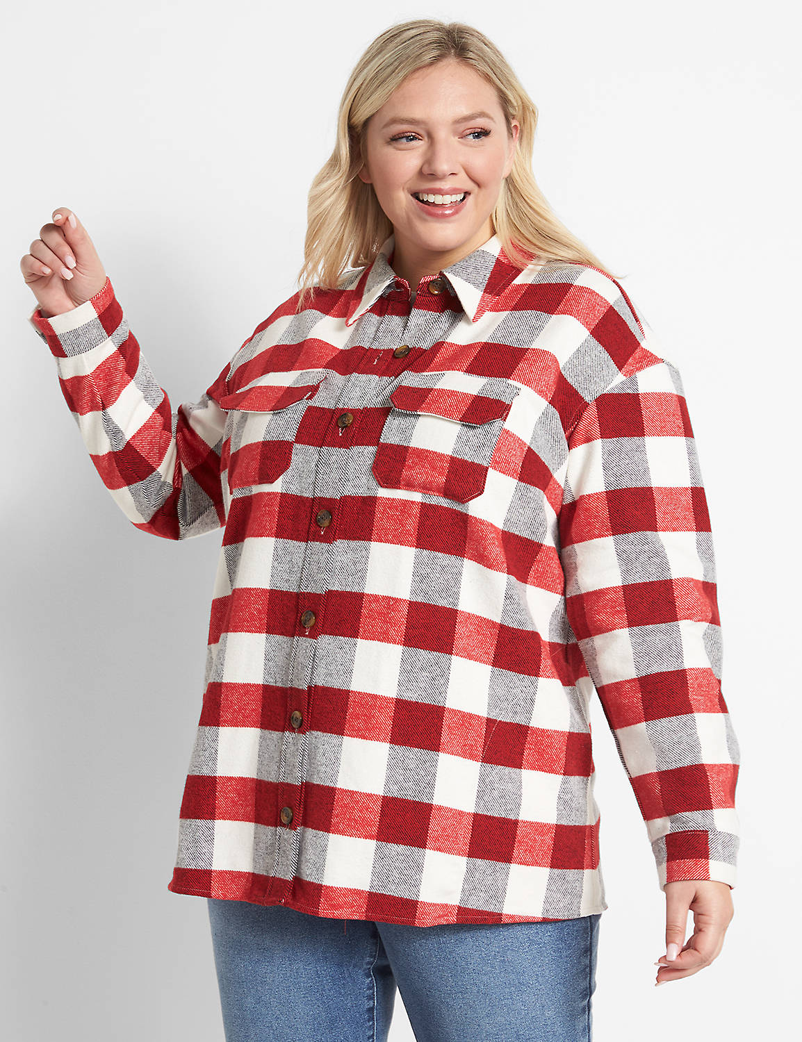 Button-Front Shacket - Plaid Product Image 4