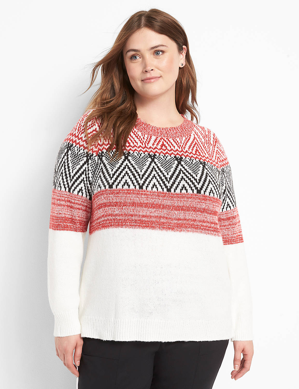Crew-Neck Jacquard Sweater Product Image 1