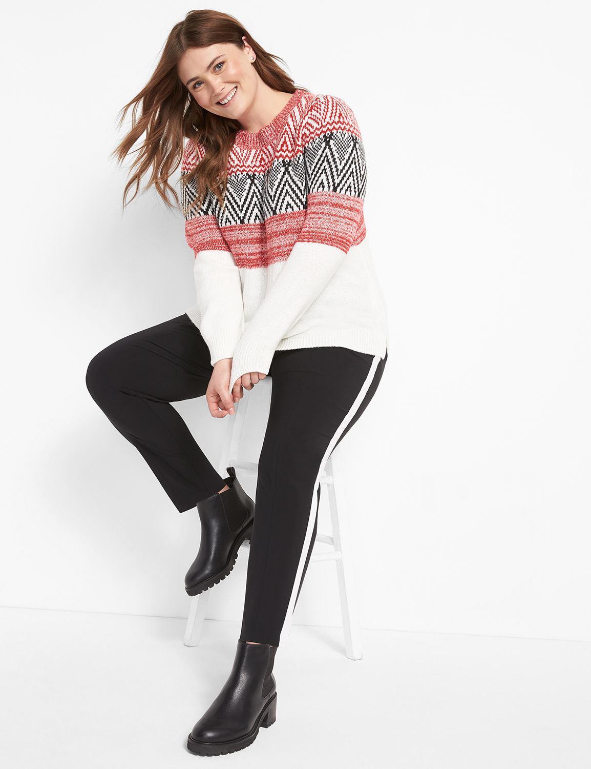 Crew-Neck Jacquard Sweater Product Image 3
