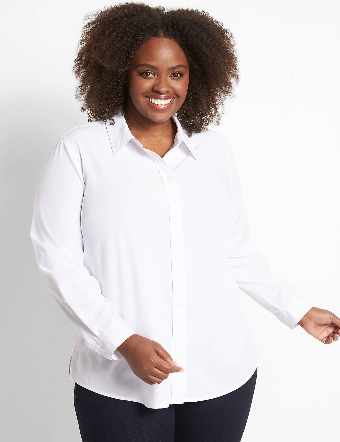 No-Peek Easy Care Boyfriend Shirt With Pockets Product Image 1