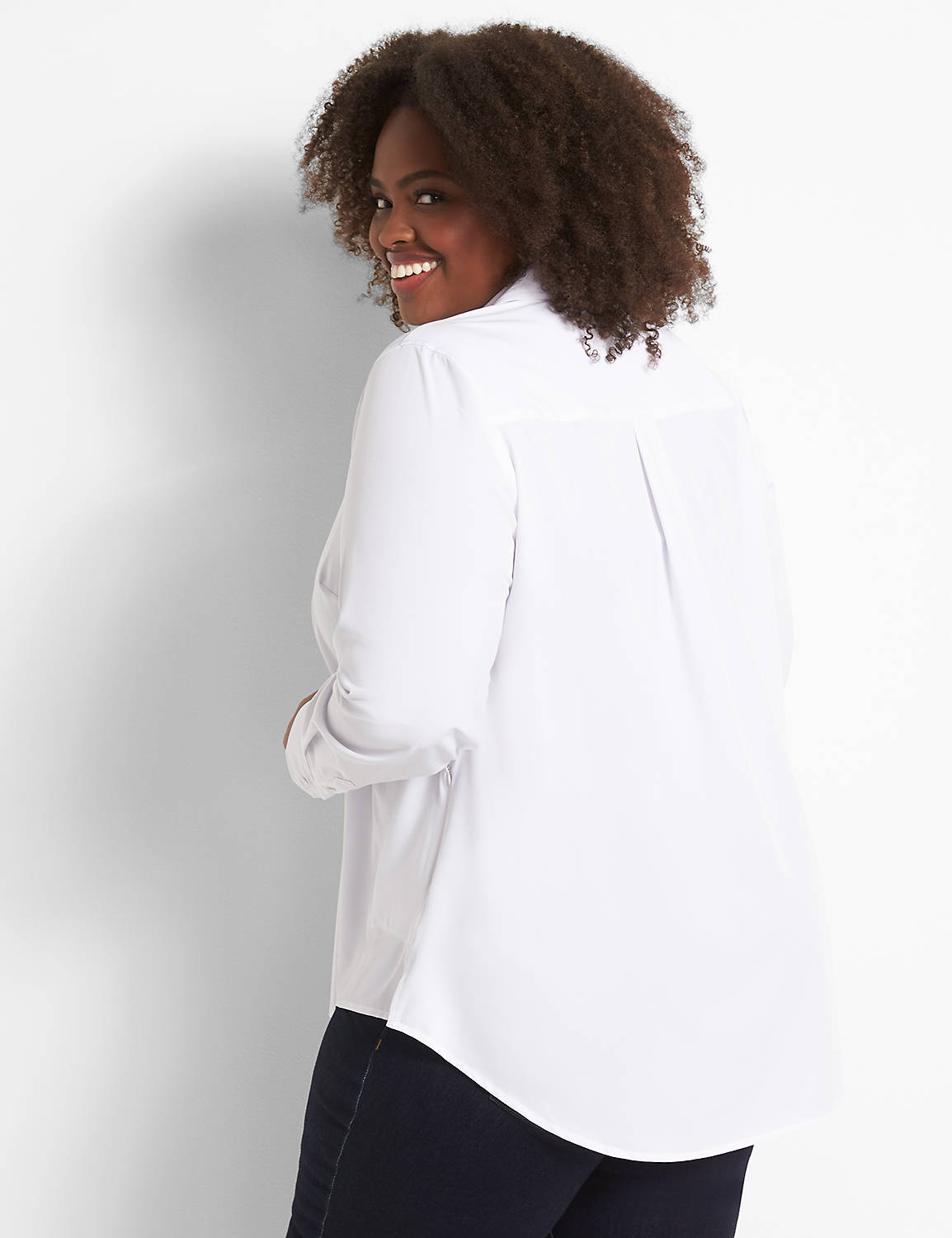 No-Peek Easy Care Boyfriend Shirt With Pockets Product Image 2