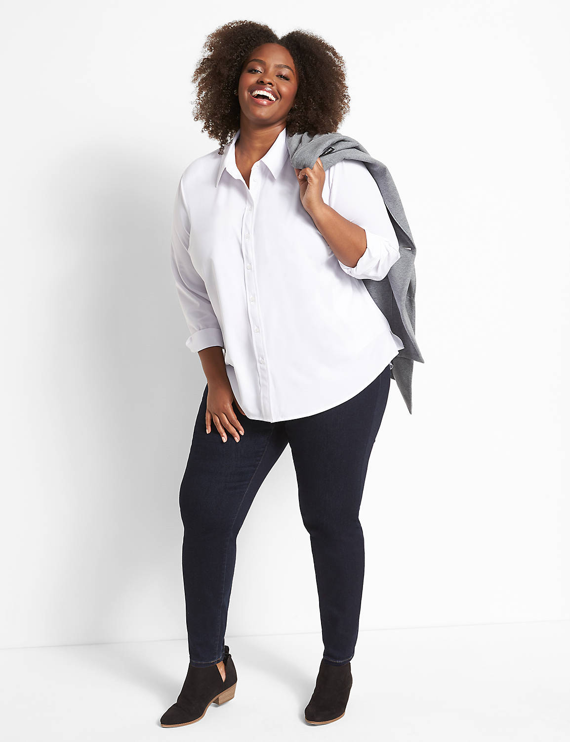 No-Peek Easy Care Boyfriend Shirt With Pockets Product Image 3