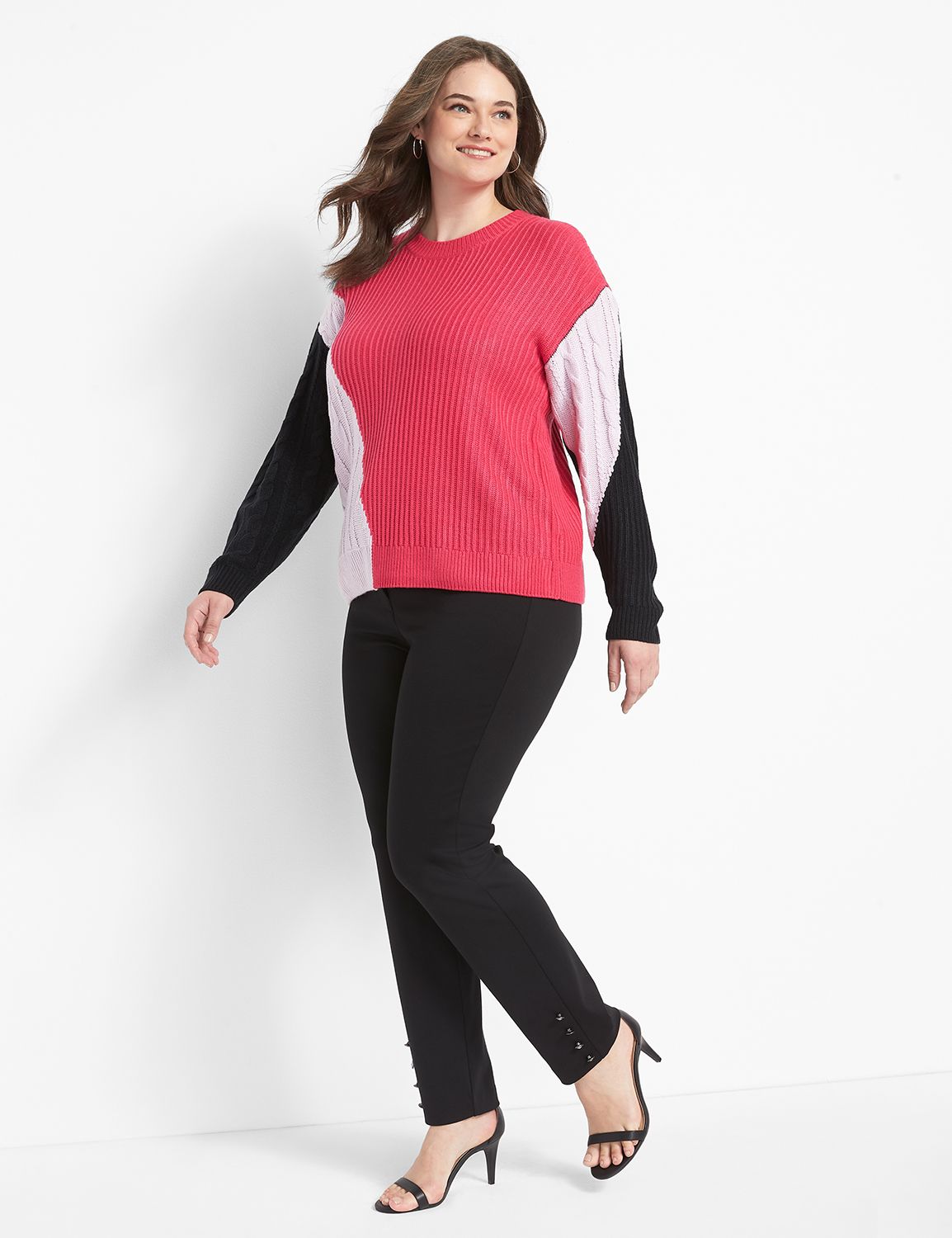 Long Sleeve Crew Neck Colorblock Pullover 1124142:PANTONE Cabaret:10/12 Product Image 3
