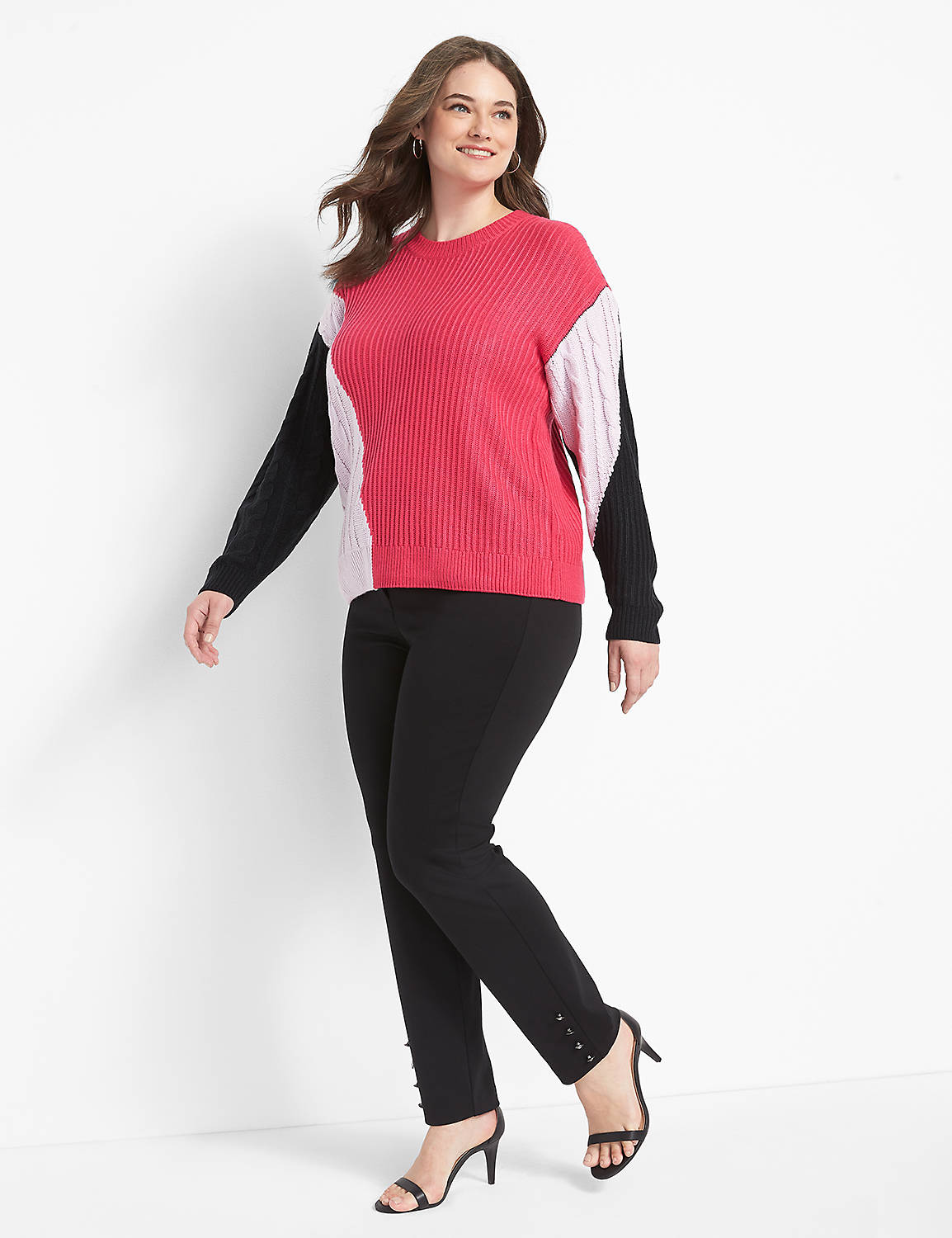 Long Sleeve Crew Neck Colorblock Pullover 1124142:PANTONE Cabaret:10/12 Product Image 3