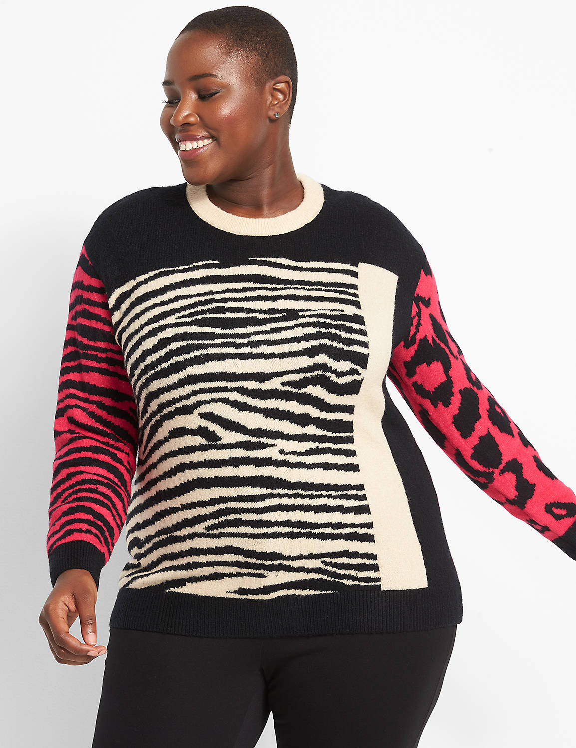 Animal-Print Jacquard Sweater Product Image 1