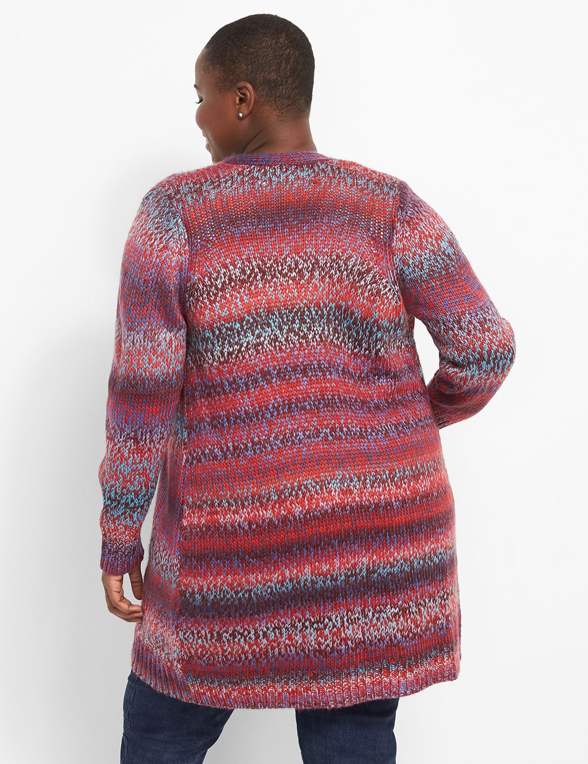 Space Dye Open Front Cardigan 1123977:Red and Blue Rainbow Spacedye:10/12 Product Image 2