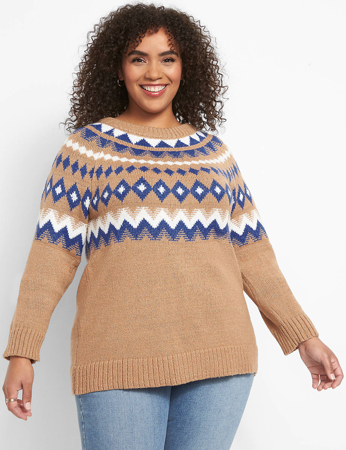 Raglan-Sleeve Fair Isle Sweater Product Image 1