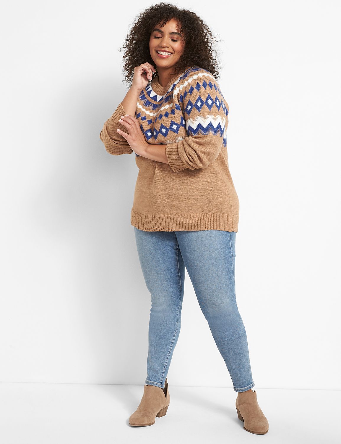 Raglan-Sleeve Fair Isle Sweater