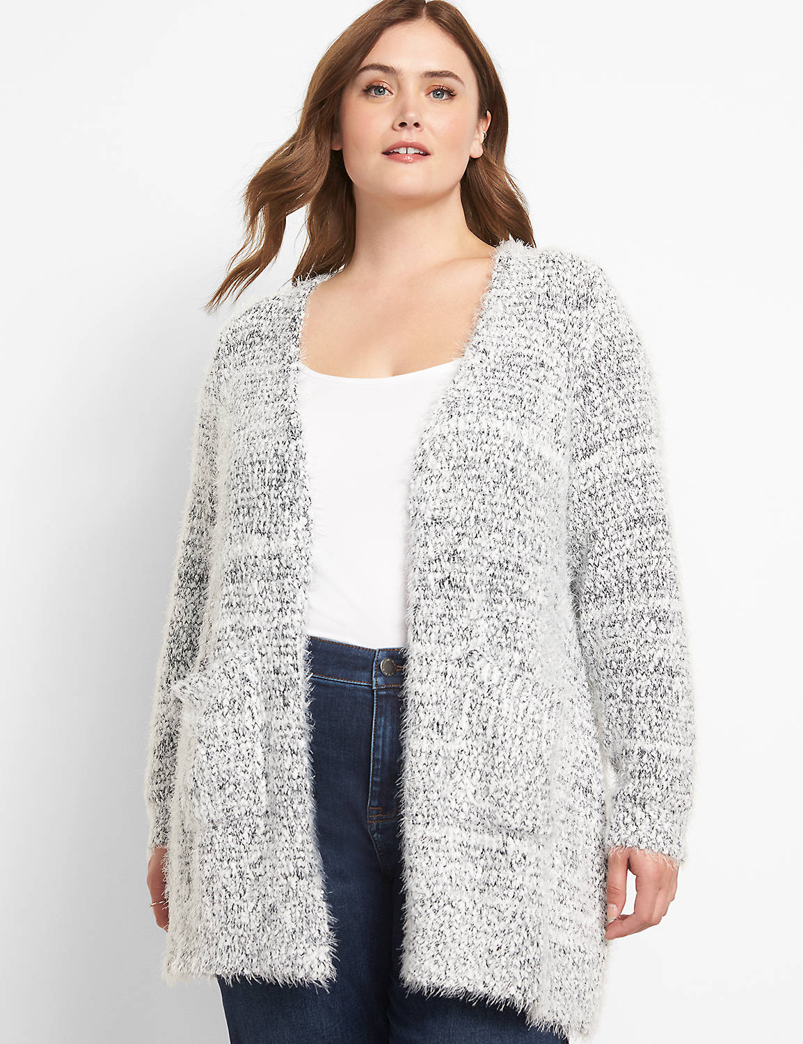 Open-Front Marled Cardigan Product Image 1