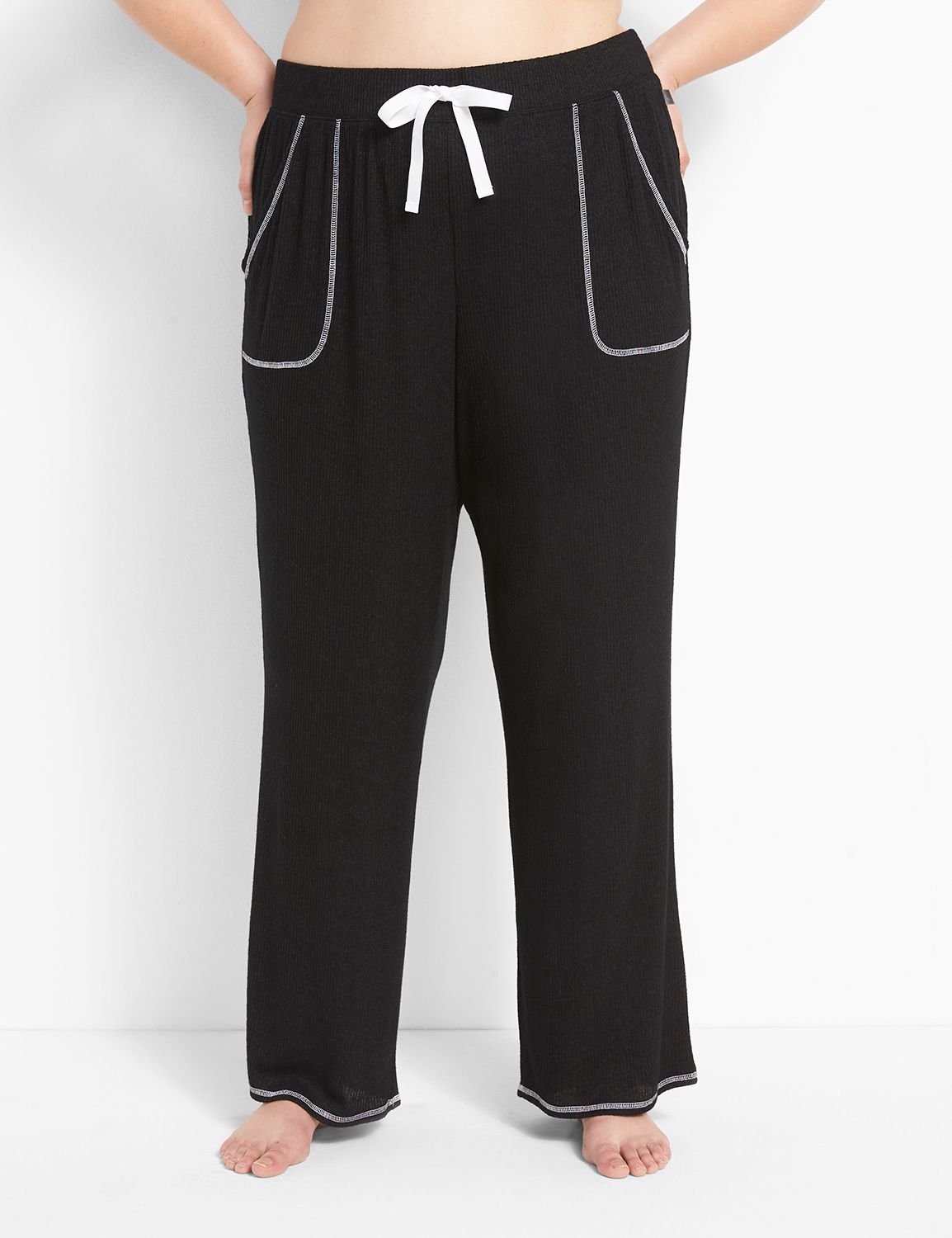 Brushed Rib Stripe Band Block Pant Product Image 1