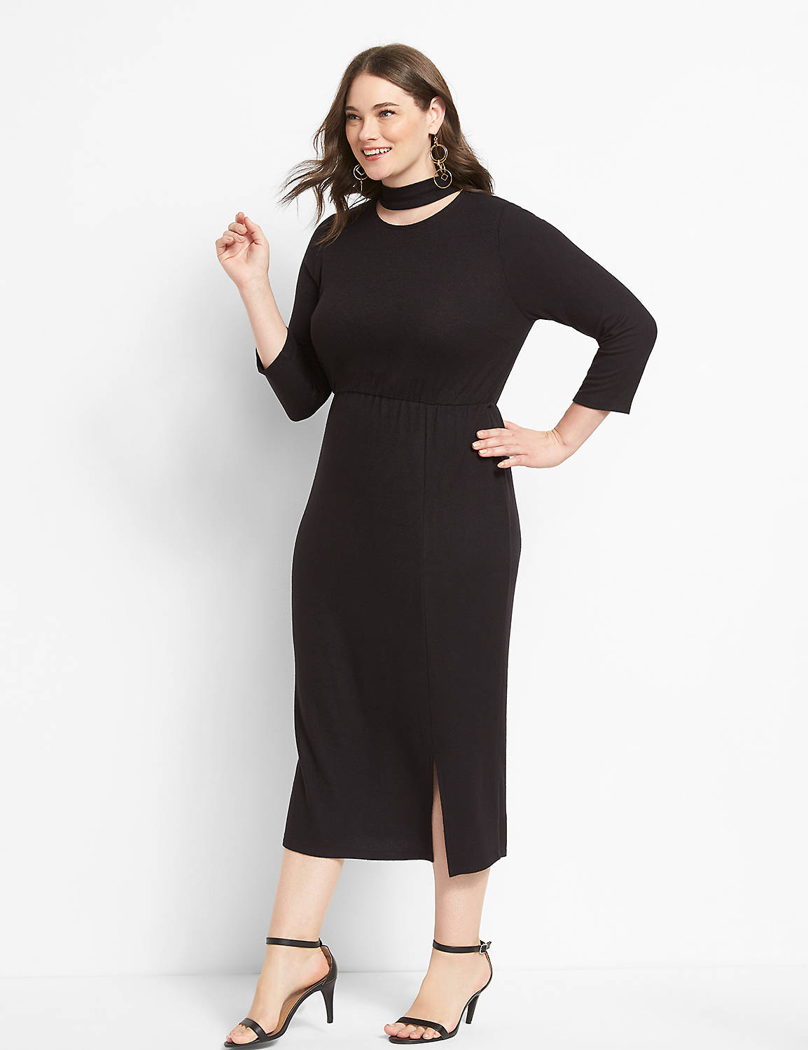 Mock-Neck Midi Dress With Cutout Detail Product Image 1