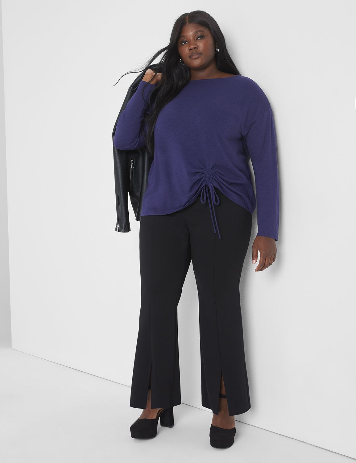Long Sleeve Boatneck Boxy Drawcord