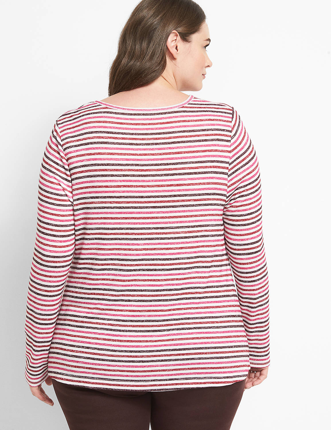 Long Sleeve Notch Neck Swing Tee Print 1123731:LBH21149_VailStripeTwoWay_V2_CW9:10/12 Product Image 2