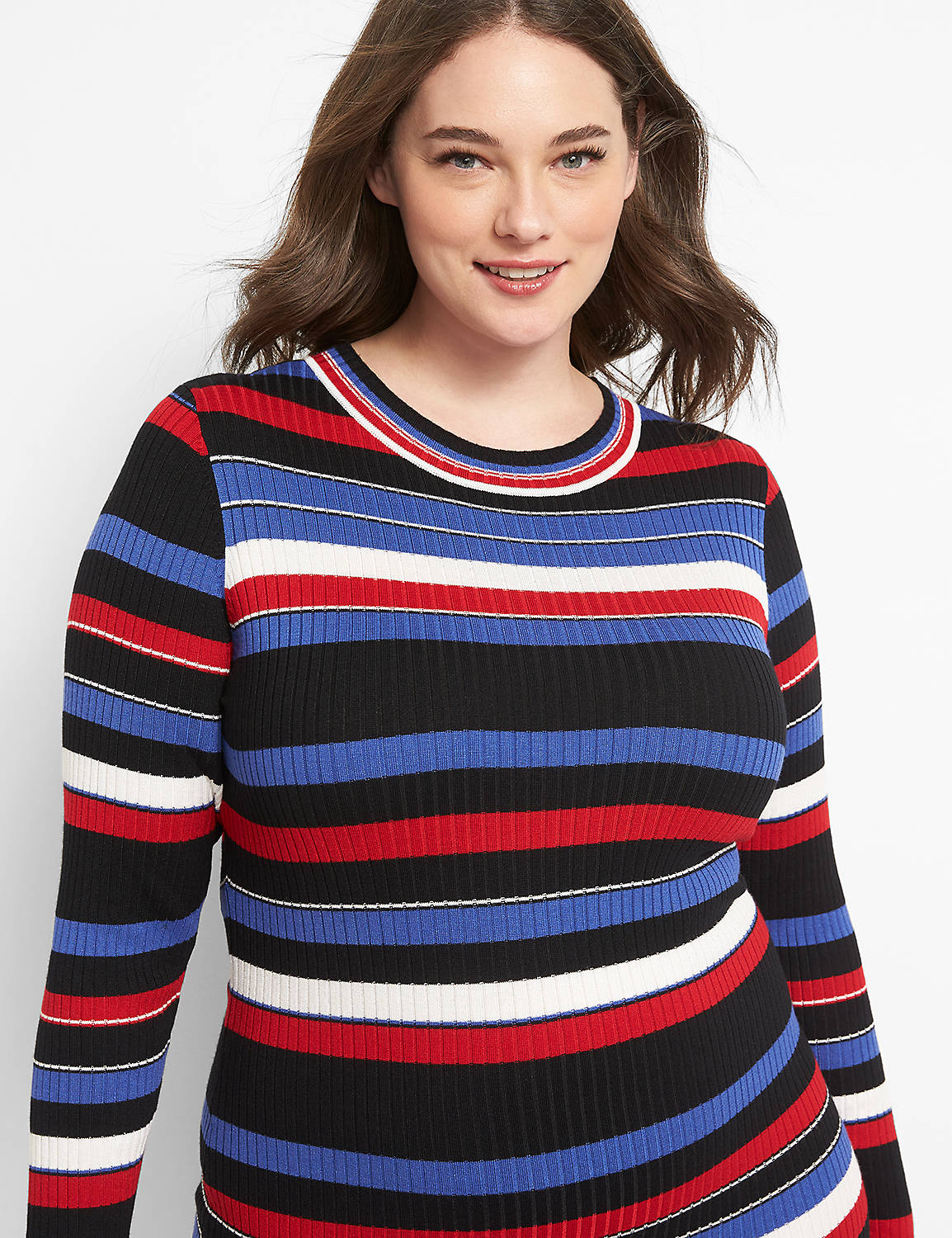 Long Sleeve Mock Neck Rib Sweater Dress 1123677:PANTONE Deep Ultramarine:14/16 Product Image 3