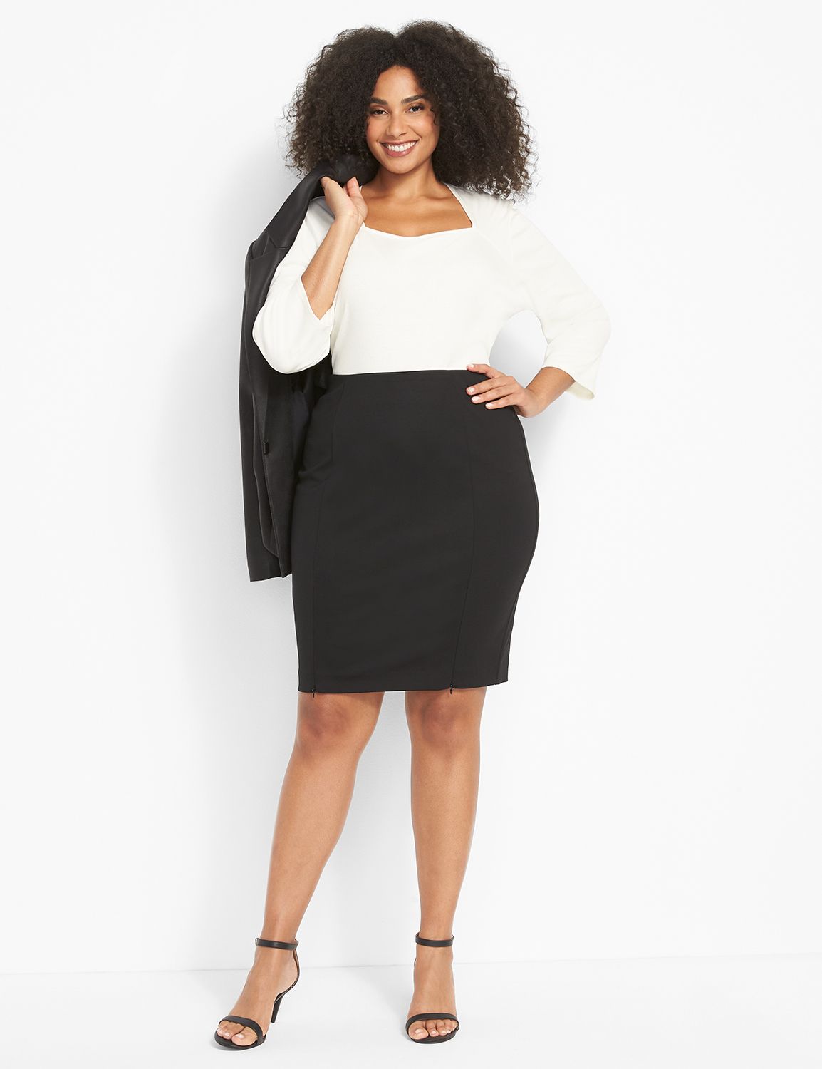 Zipper-Hem Ponte Pencil Skirt