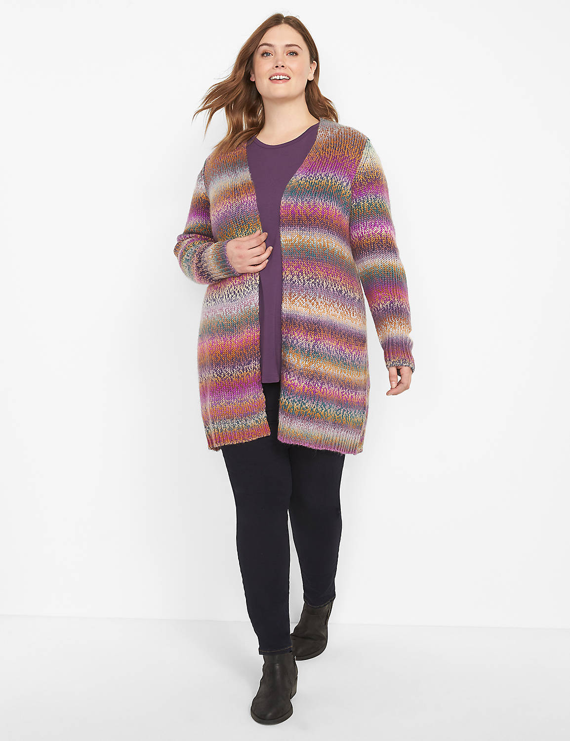 Long Sleeve Open Crew Neck Tunic 1123709:PANTONE Purple Long Sleeve Open Crew Neck Tunic 1123709:PANTONE Purple