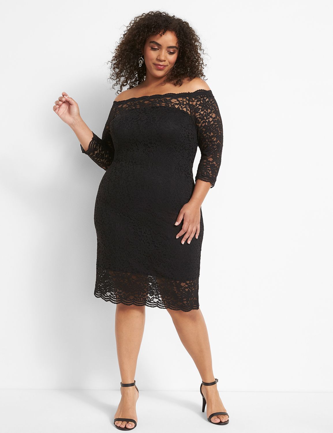 Off-The-Shoulder Stretch Lace Sheath Dress