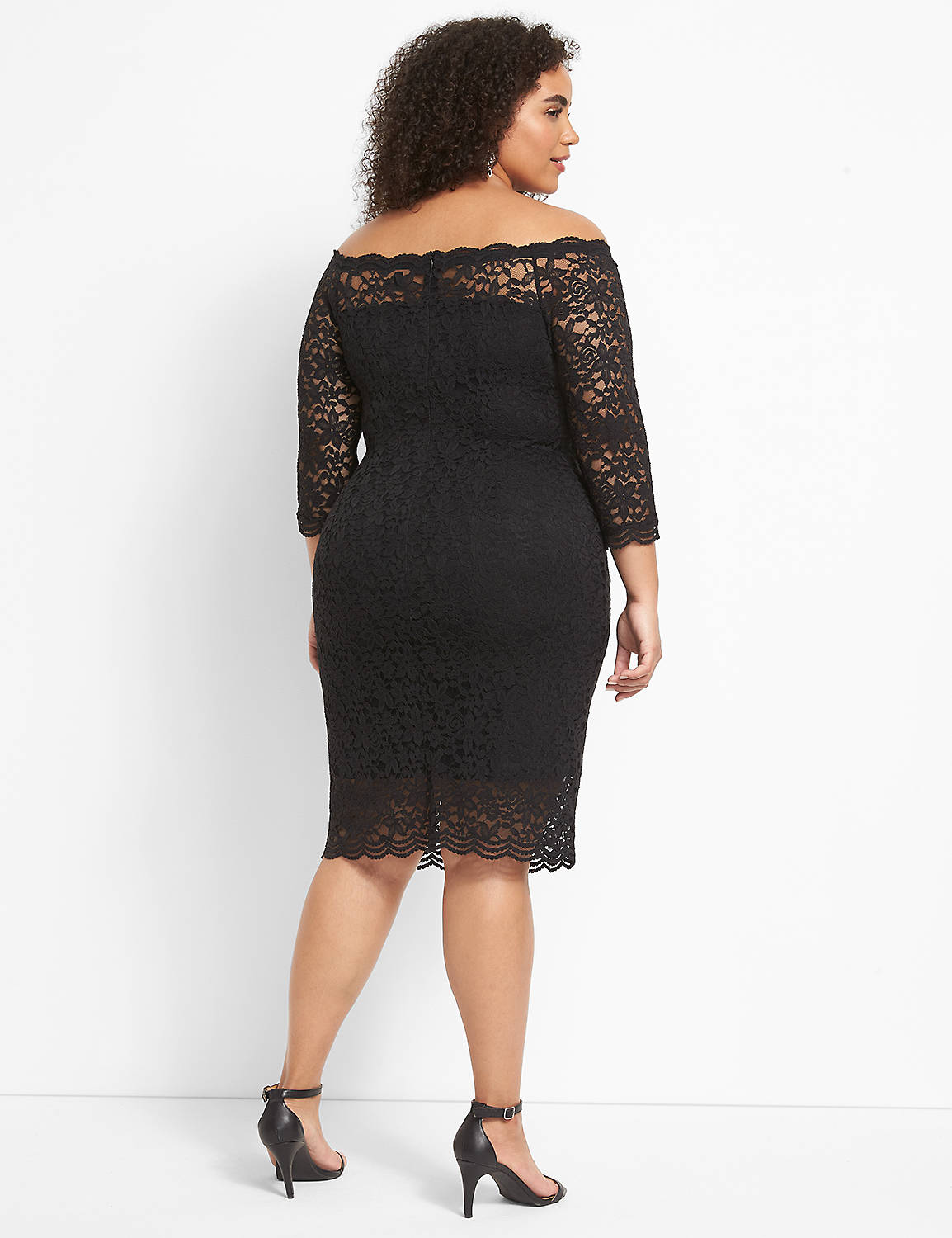 Off-The-Shoulder Stretch Lace Sheath Dress Product Image 2