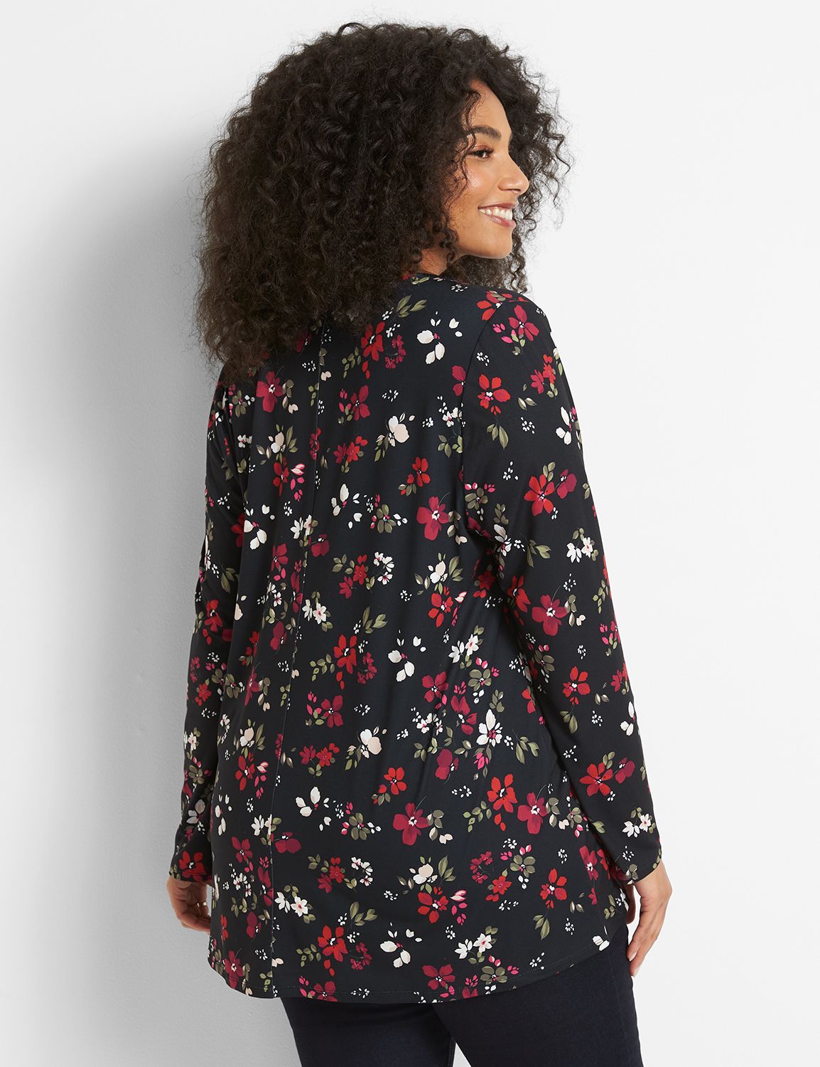 Long Sleeve Lace Trim V Neck Swing Tunic 1123685:LBH21091_AaliyahFloral_V1_CW12:22/24 Product Image 2