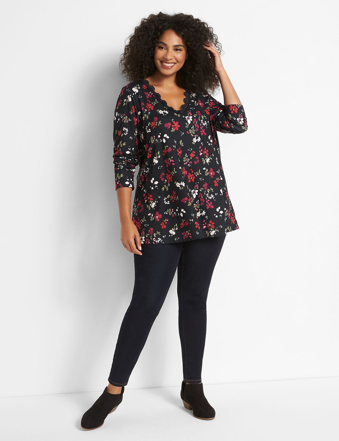 Great Choice Products Plus Size Women'S Tunics To Wear With Leggings Long  Sleeve Tops Floral Print