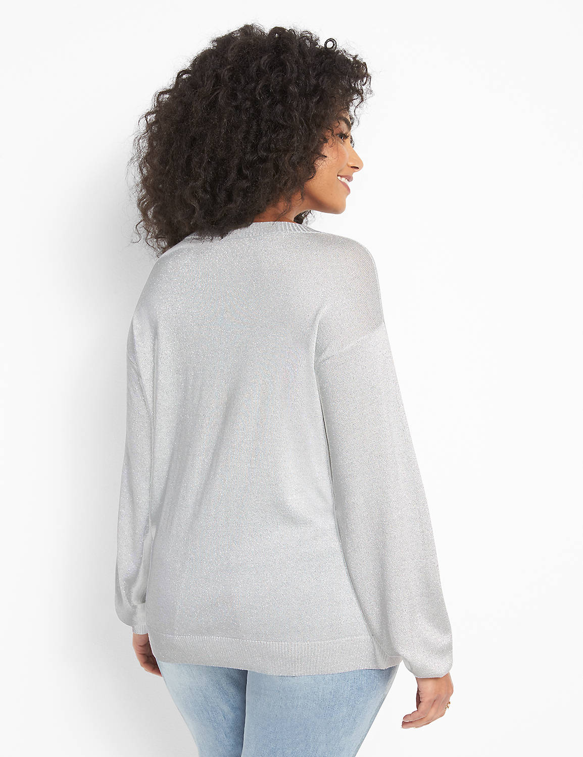 V-Neck Metallic Sweater Product Image 2