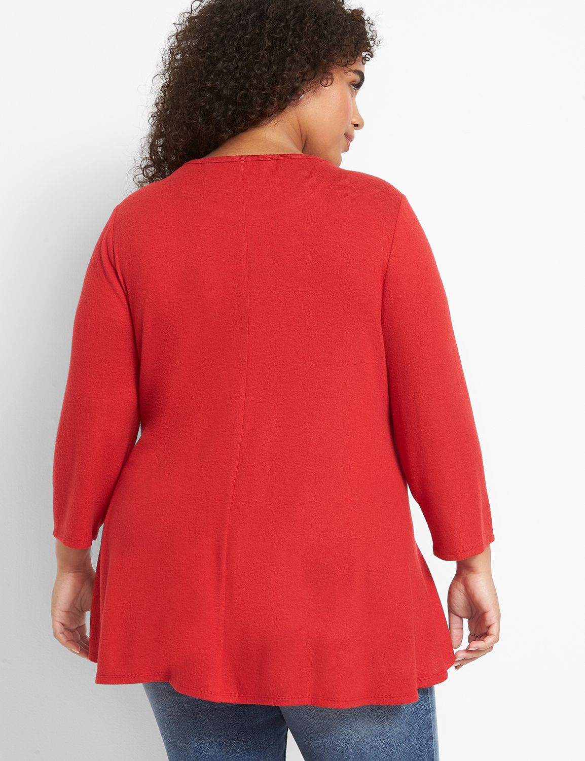3/4 Sleeve Crew Neck Tulip Hem Solid Tunic 1123562:PANTONE Haute Red:10/12 Product Image 2
