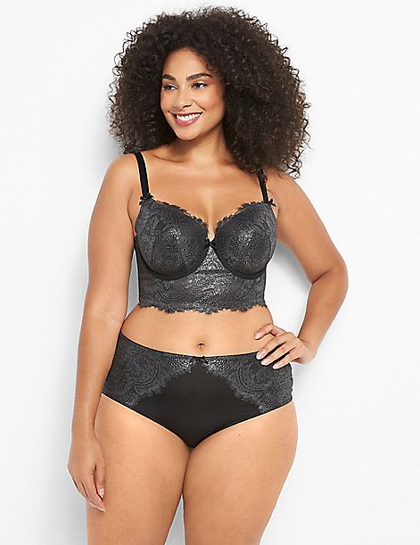 Foil-Lace Mid-Waist Cheeky Panty