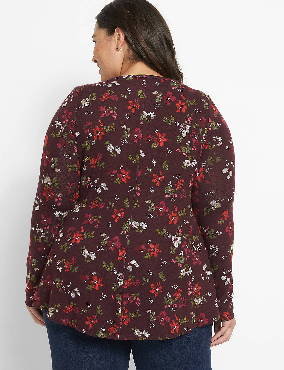 Long Sleeve Scoop Neck Fit and Flare Hacci Top 1123721:LBH21091_AaliyahFloral_V1_CW14:10/12 Product Image 2