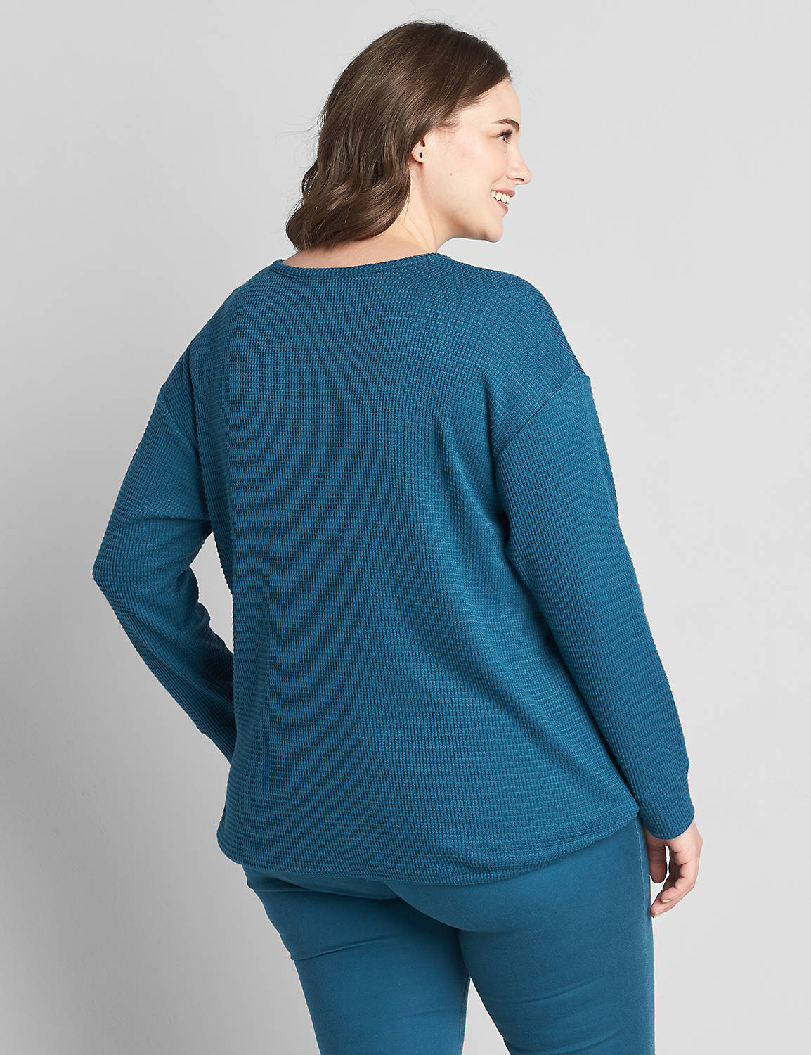 Henley Knit Top With Drawstring Hem Product Image 2