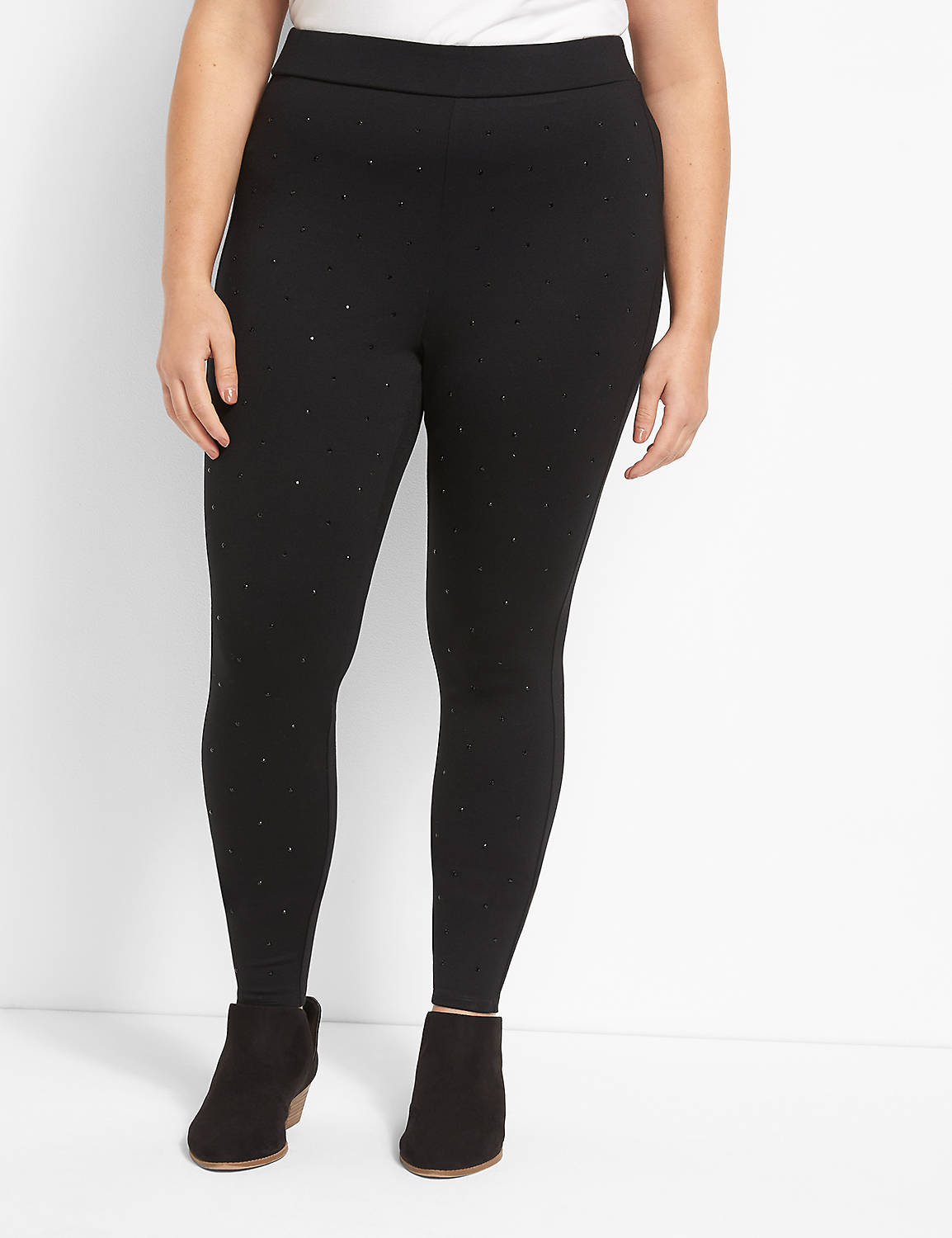 Pull-On High-Rise Ponte Legging With Rhinestones Product Image 1