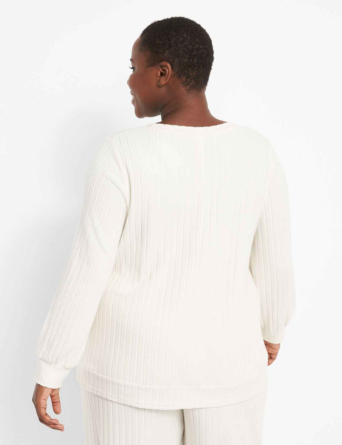 Long Sleeve Crew Neckline Twist Front Top F 1123663:PANTONE Egret:26/28 Product Image 2